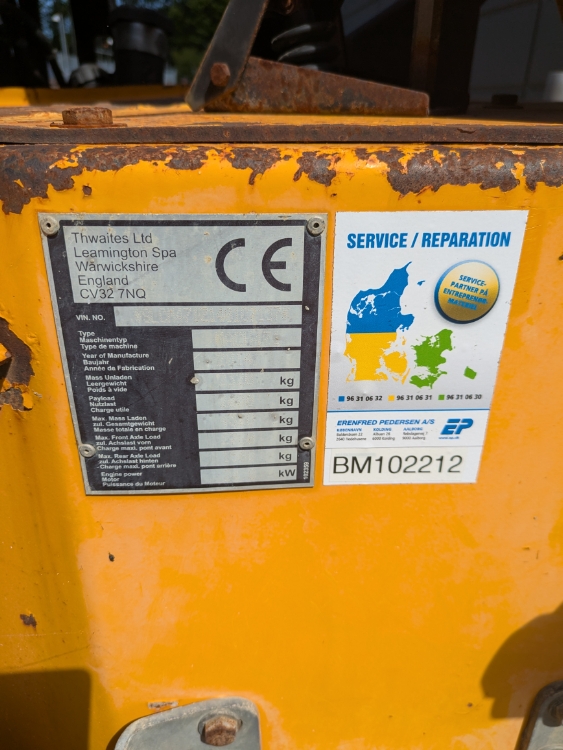 Thwaites 2 Tonne hi/sw, Brugt dumper