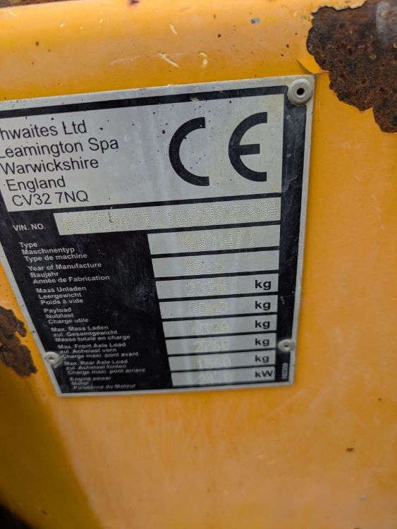 Thwaites 2 Tonne hi/sw, Brugt dumper