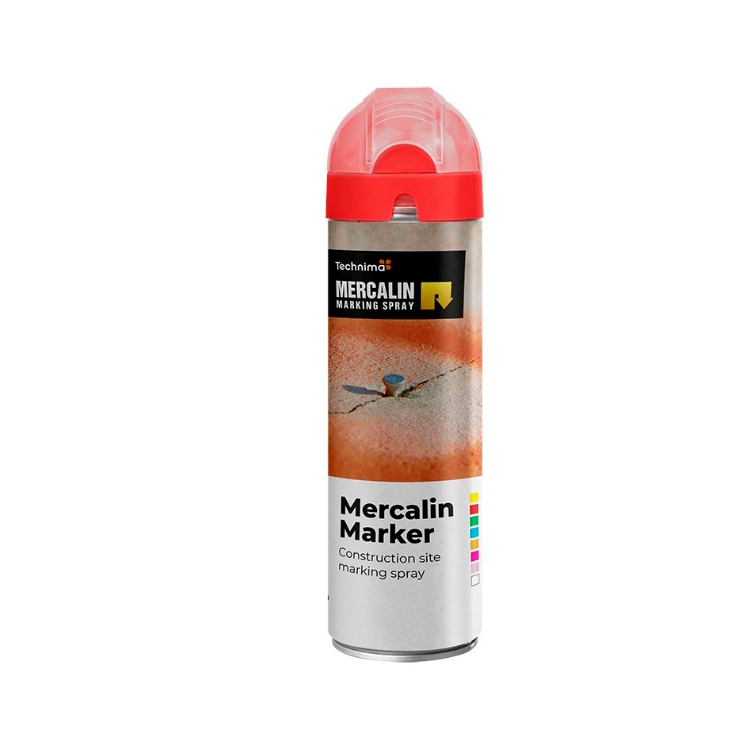 Mercalin Mærkespray, Rød Fluor, 500 ml