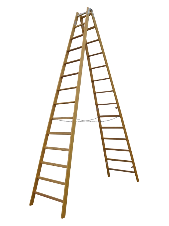 Træstige, 3,87 m / 2x14 trin