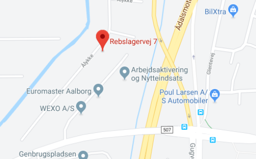 Google Maps kort over Erenfred Pedersen A/S i Aalborg